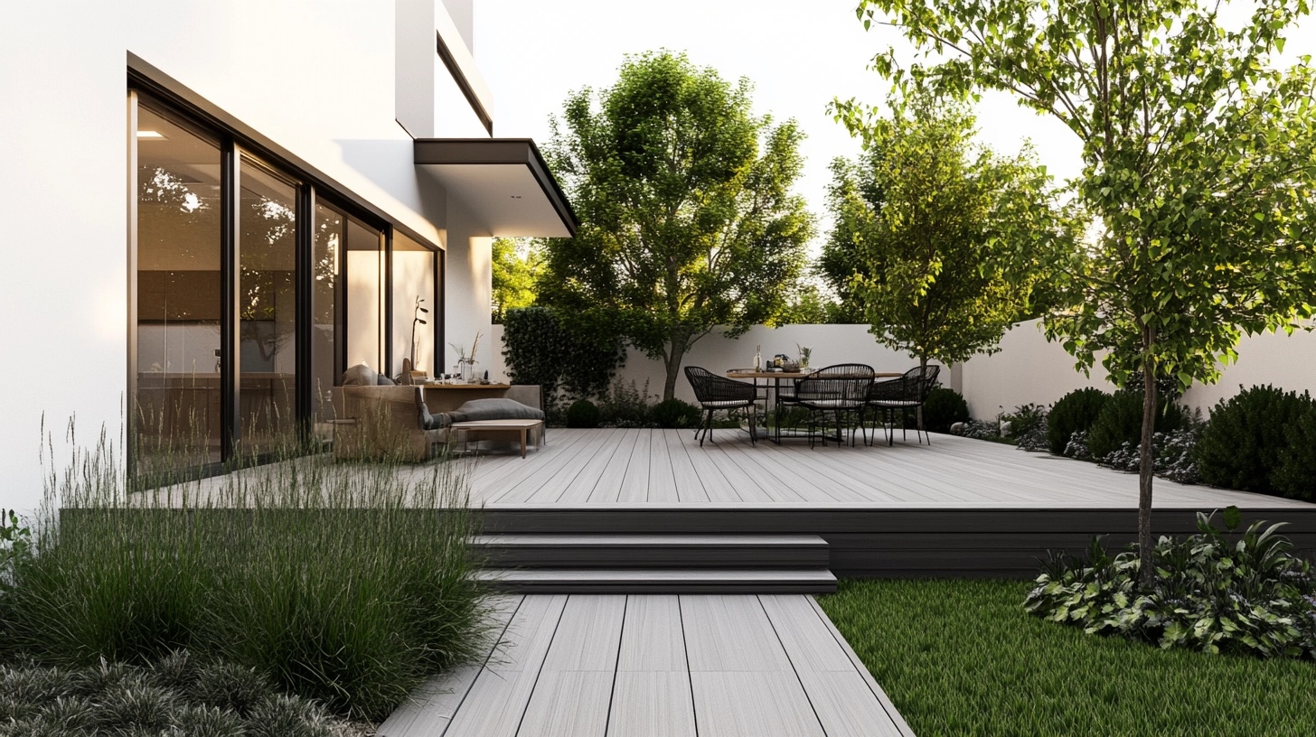 Multi-level decking in a backyard