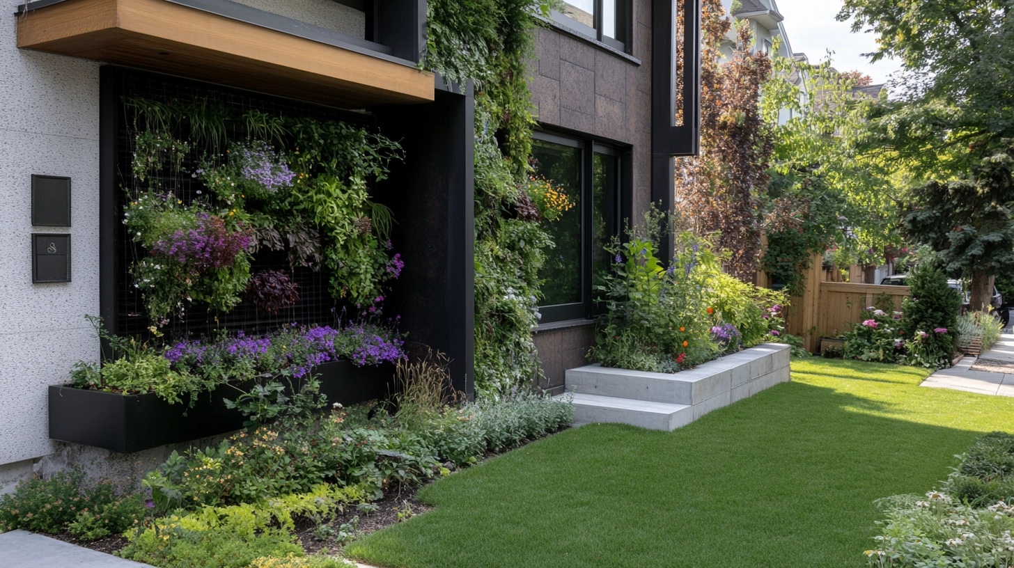 Modern home with vertical garden wall