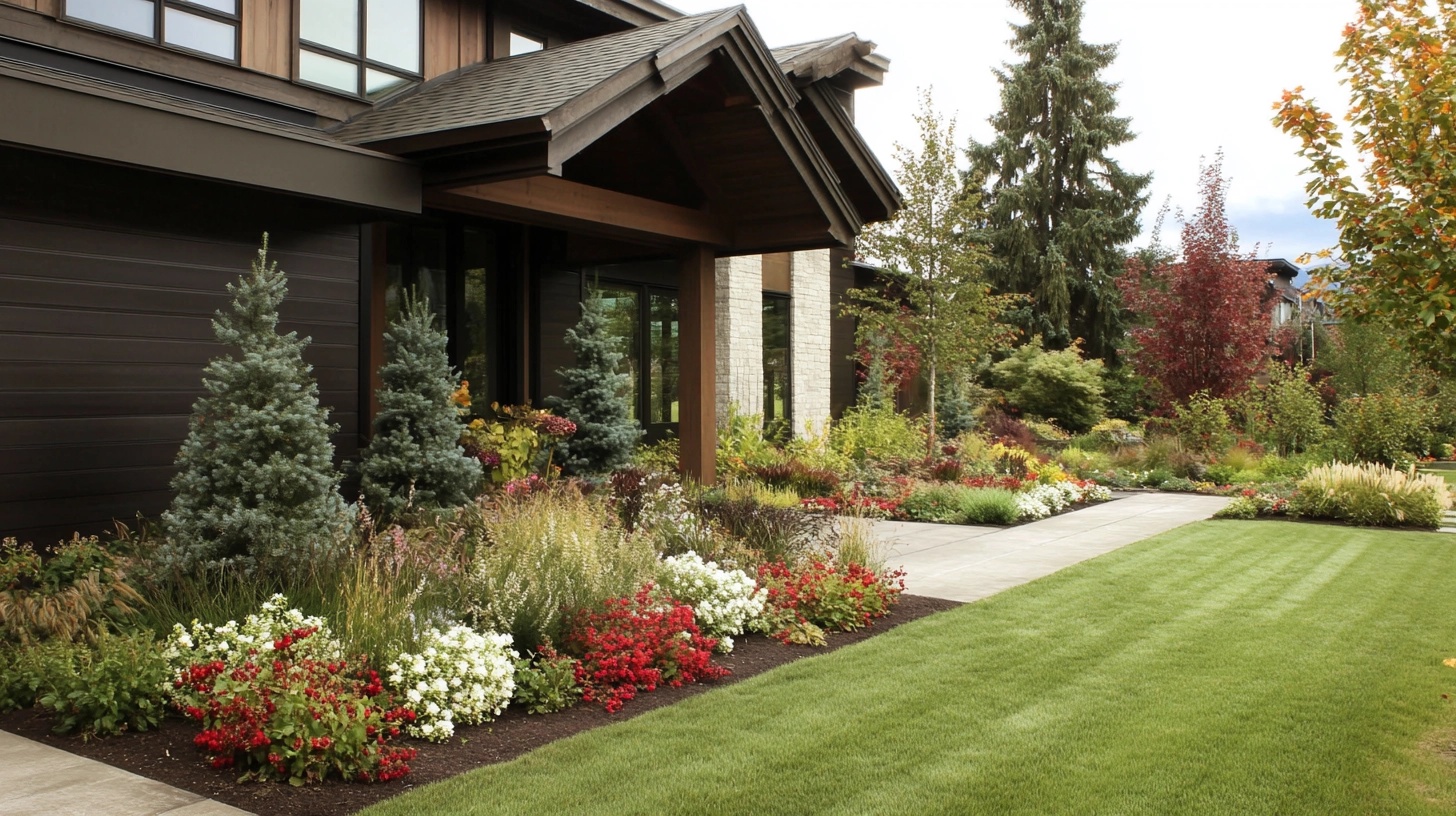 Front yard border garden with a variety of flowers