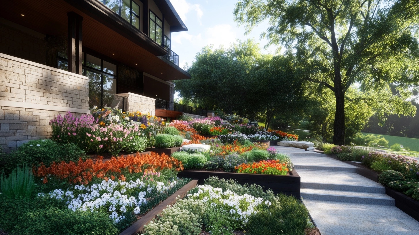 Pink, White and Orange Flower Bed